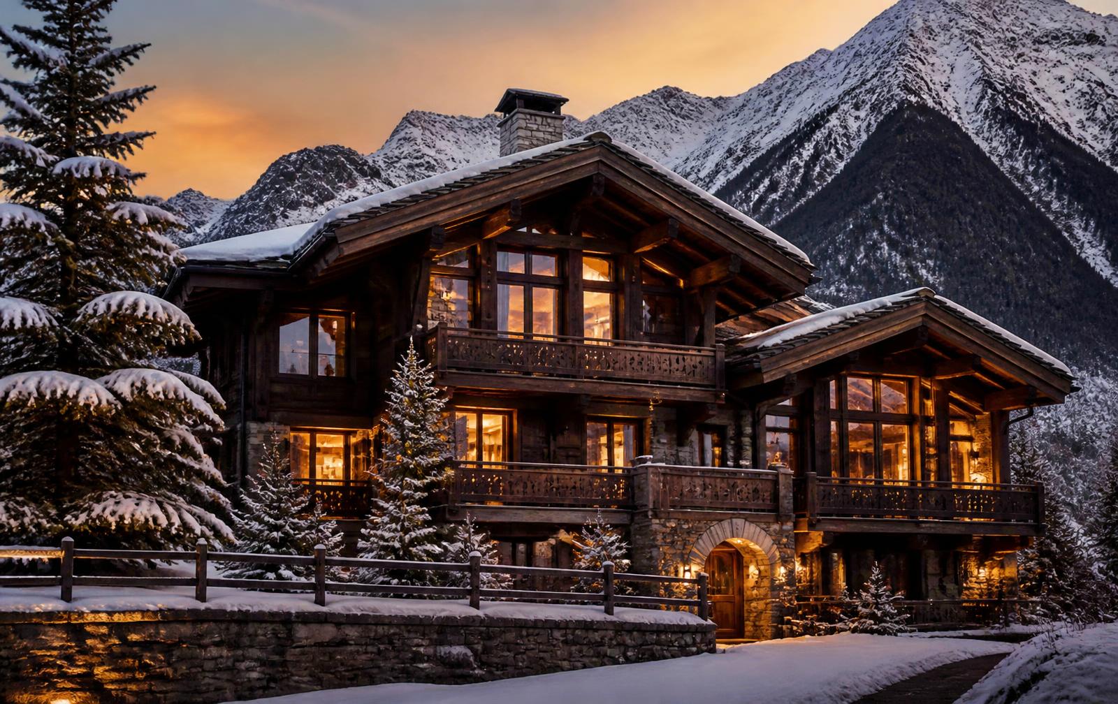 Small, low quality photo of a chalet on an outdated website